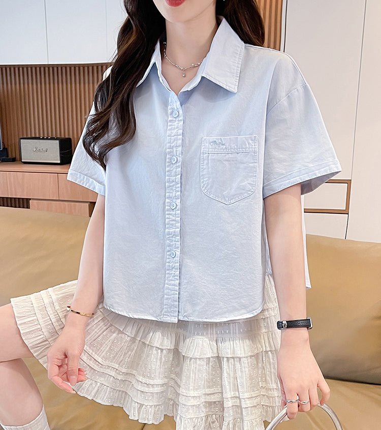 Casual Loose Short-Sleeved Shirt Jacket