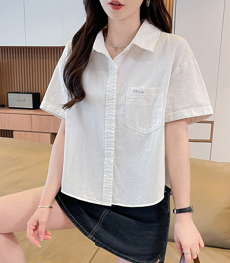 Casual Loose Short-Sleeved Shirt Jacket