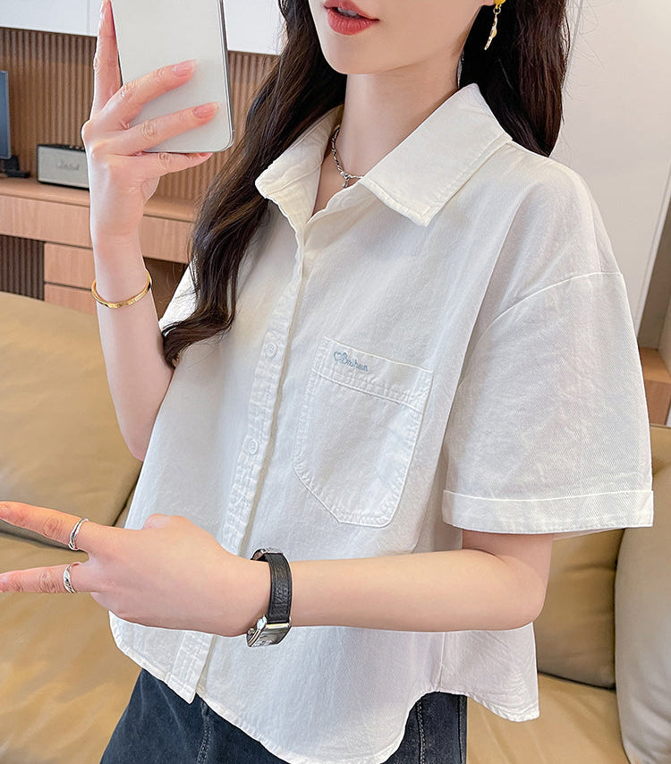Casual Loose Short-Sleeved Shirt Jacket