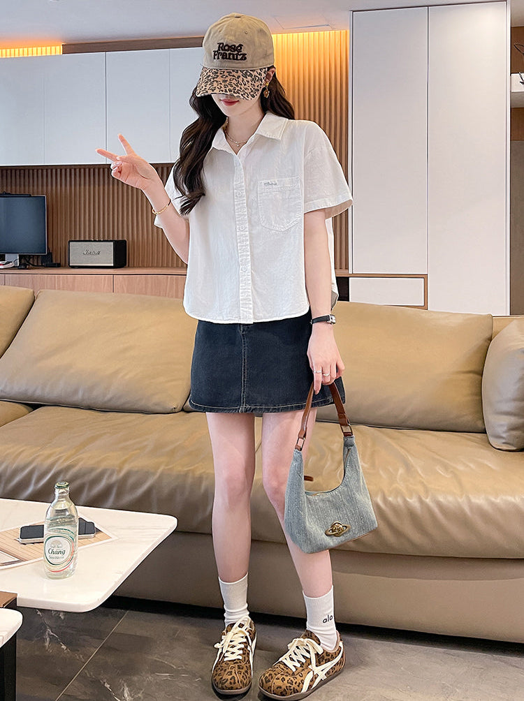 Casual Loose Short-Sleeved Shirt Jacket