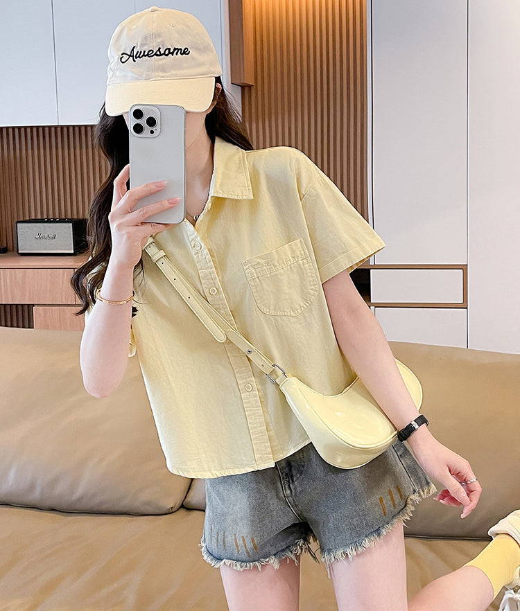 Casual Loose Short-Sleeved Shirt Jacket