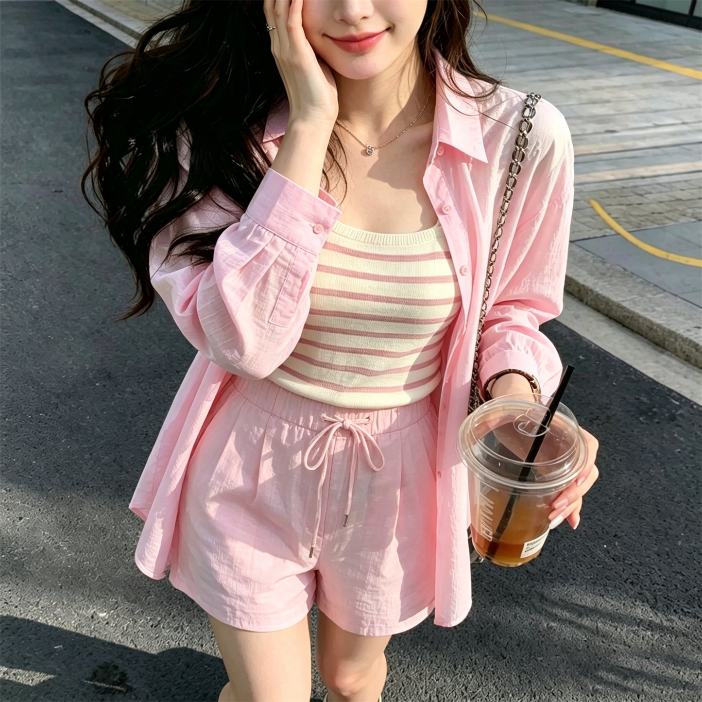 Pastel Pink Summer Breeze 3-Piece Co-Ord Set
