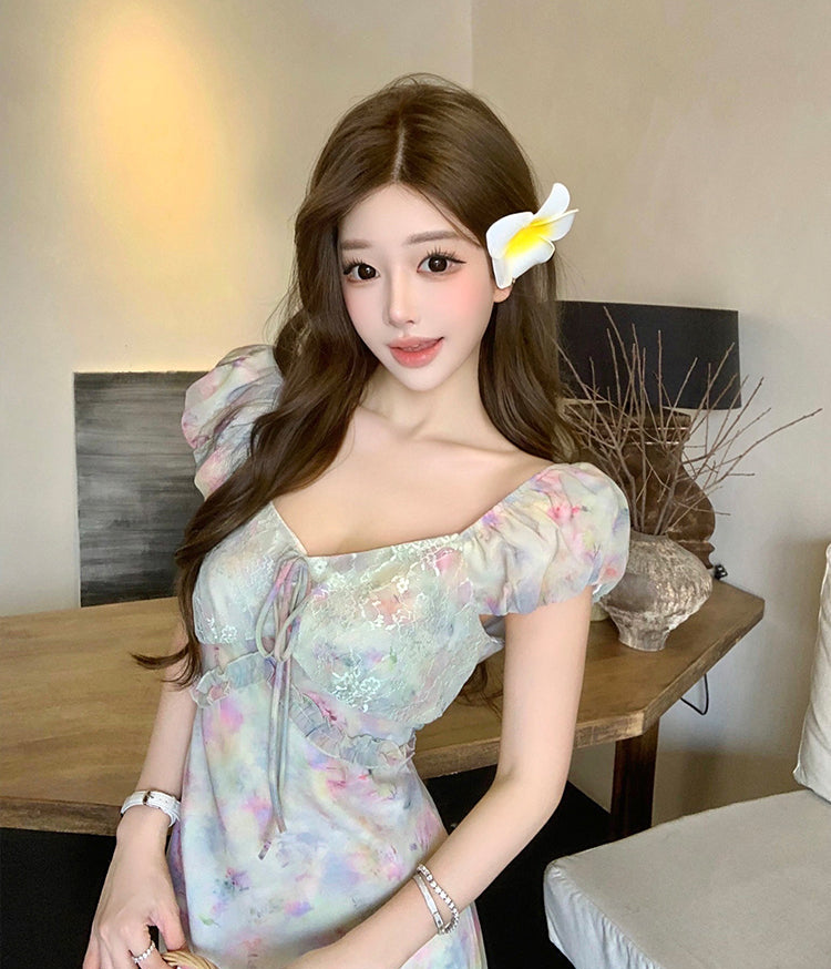 Twilight Garden Chiffon Tea Dress