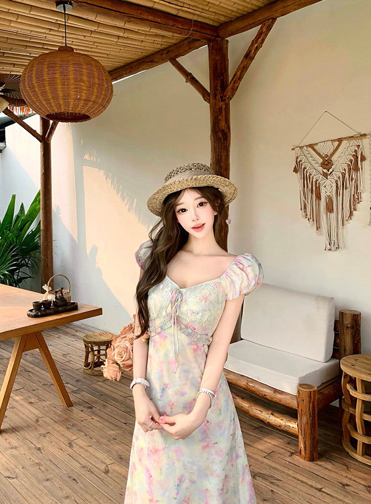 Twilight Garden Chiffon Tea Dress