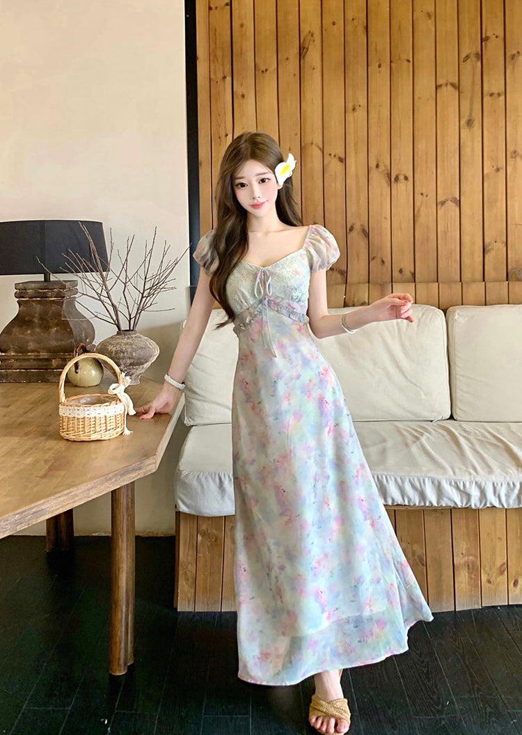 Twilight Garden Chiffon Tea Dress