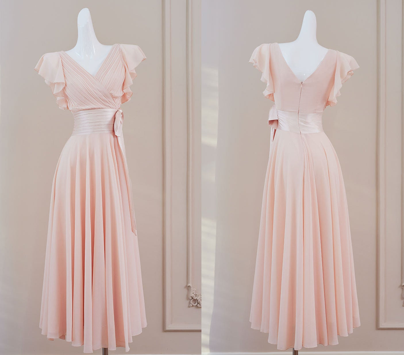 The Golden Hour Flutter-Sleeve Maxi Dress