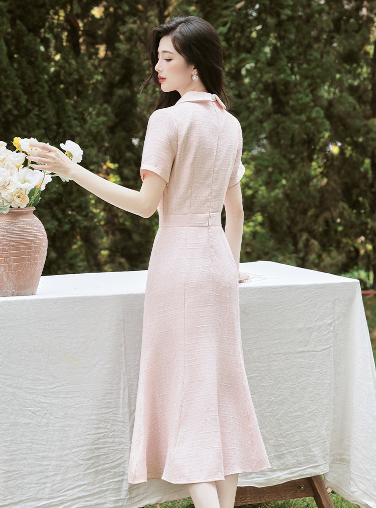 Vintage Grace Soft Pink Mermaid Hem Dress