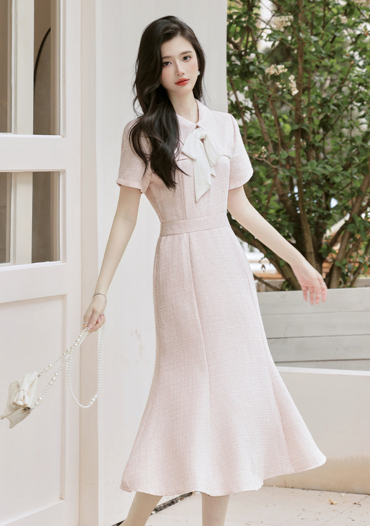 Vintage Grace Soft Pink Mermaid Hem Dress