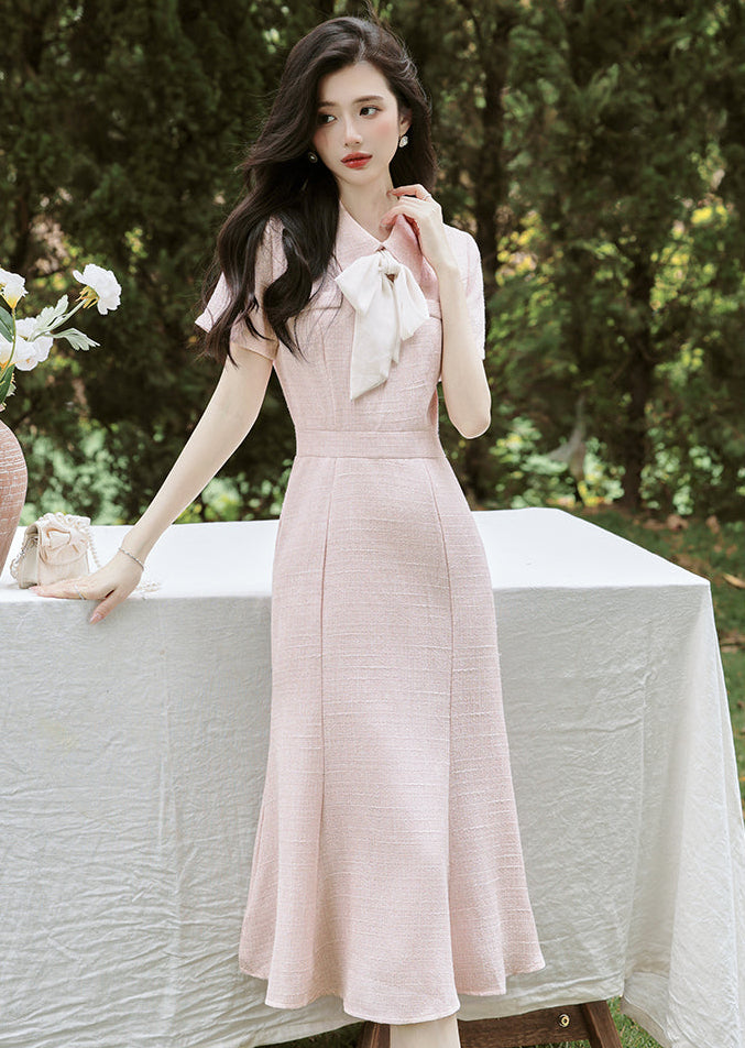 Vintage Grace Soft Pink Mermaid Hem Dress