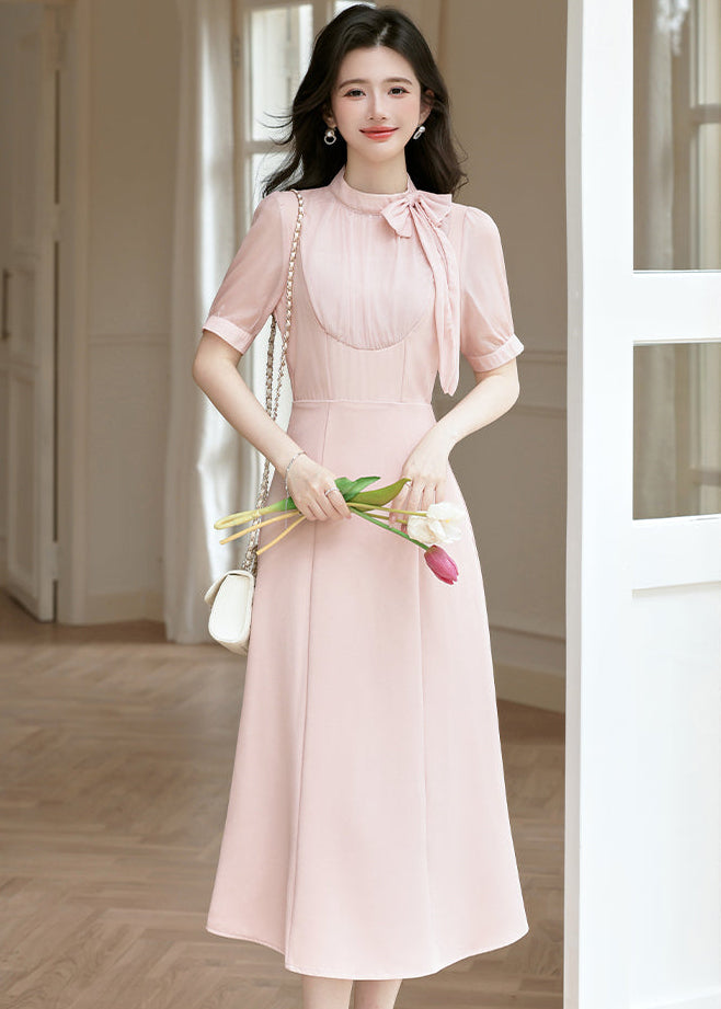 Grace Bow-Neck Chiffon A-Line Dress
