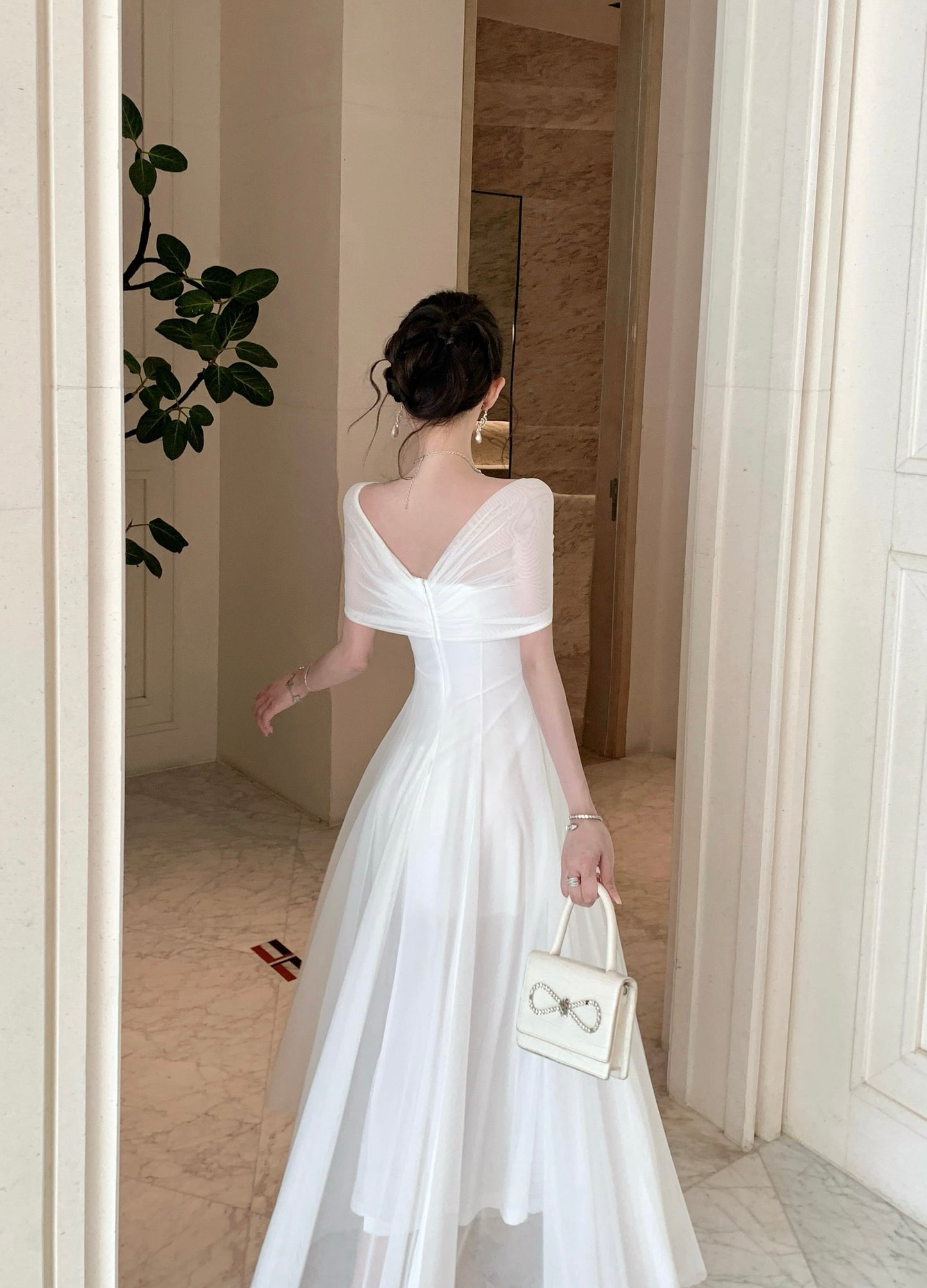 White Off-the Shoulder Evening Gown
