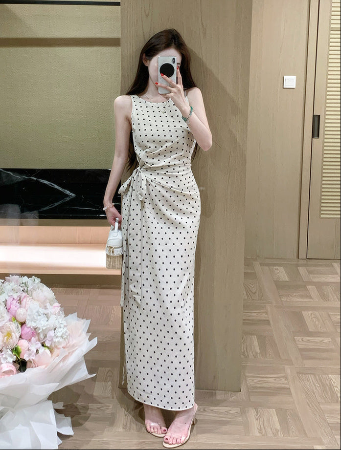 Classic Cream & Black Polka Dot Wrap Dress