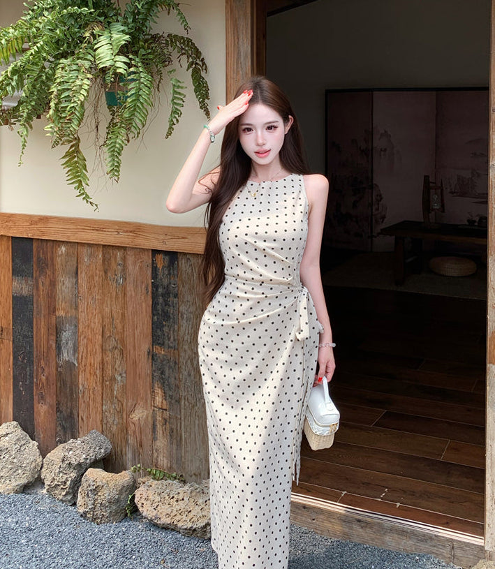 Classic Cream & Black Polka Dot Wrap Dress