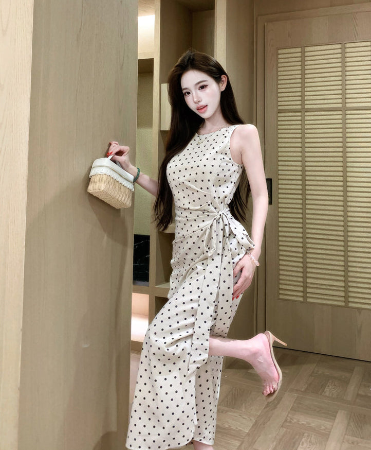Classic Cream & Black Polka Dot Wrap Dress