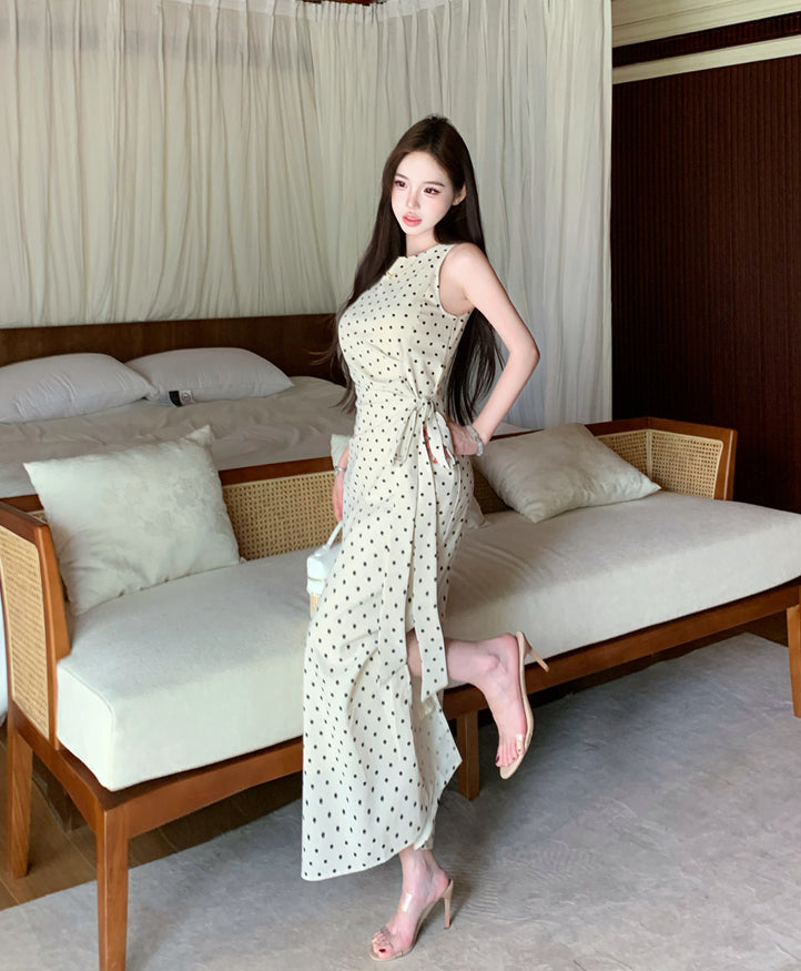 Classic Cream & Black Polka Dot Wrap Dress