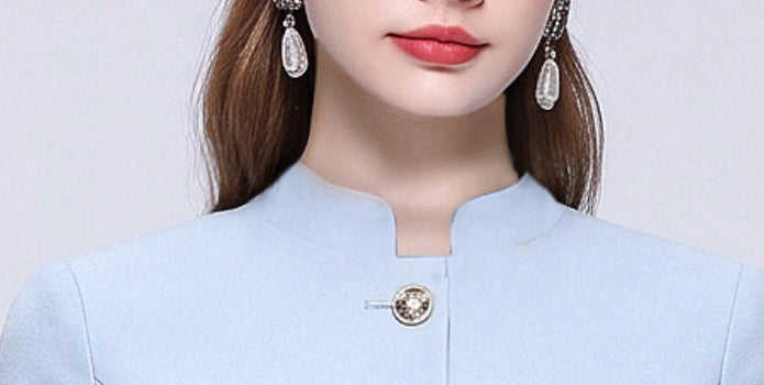Powder Blue Belted Blazer Style Midi Dress
