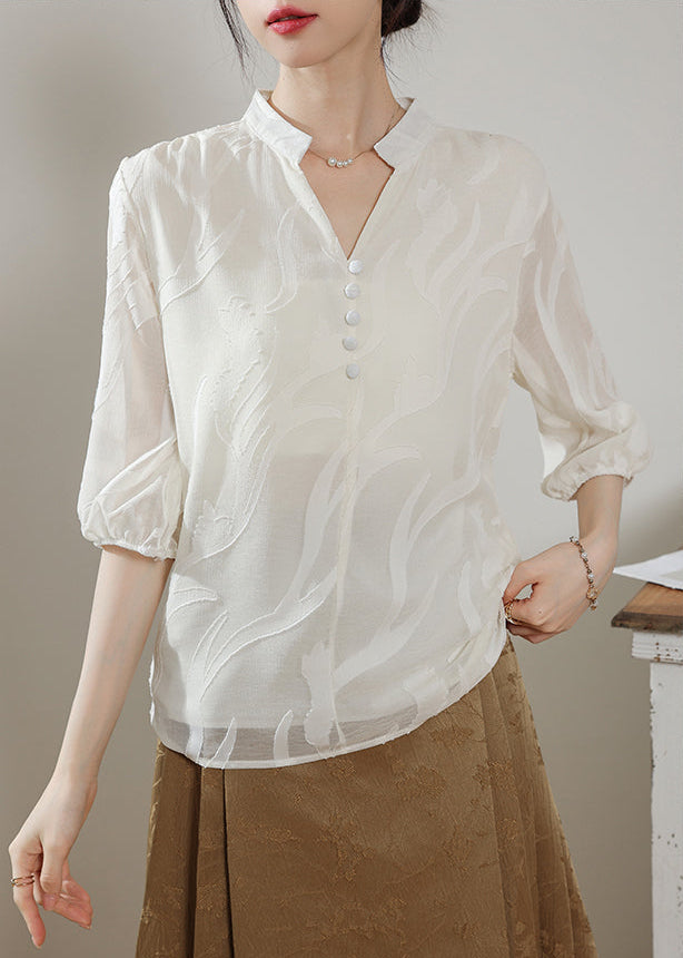 Ethereal Panel Puff-Sleeve Blouse