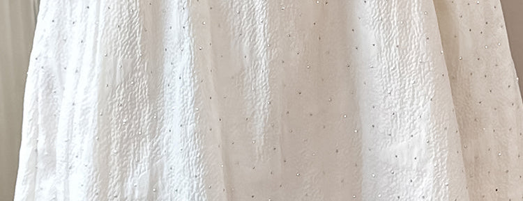 Summer Plissé High-Waist Fit & Flare Dress With Scalloped Neckline