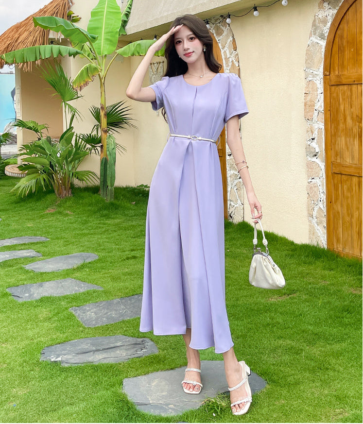 Amethyst A-Line Pleated Midi Dress