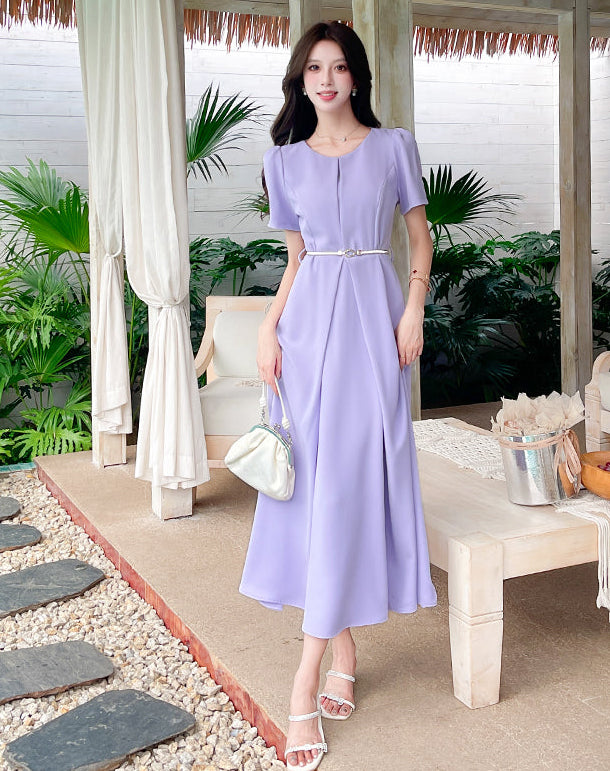 Amethyst A-Line Pleated Midi Dress