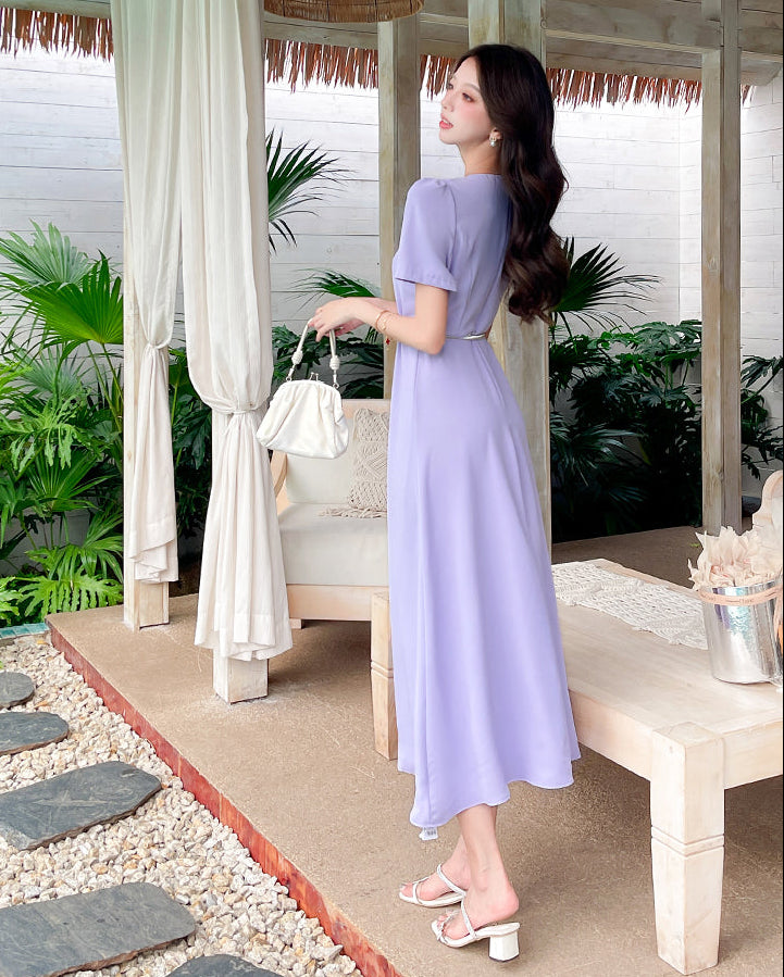 Amethyst A-Line Pleated Midi Dress