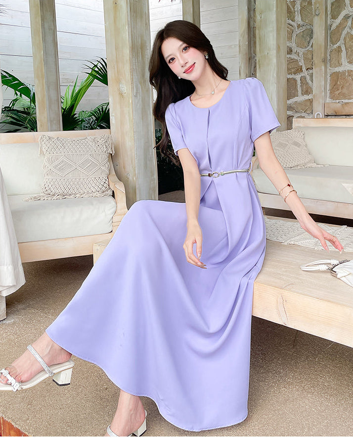 Amethyst A-Line Pleated Midi Dress