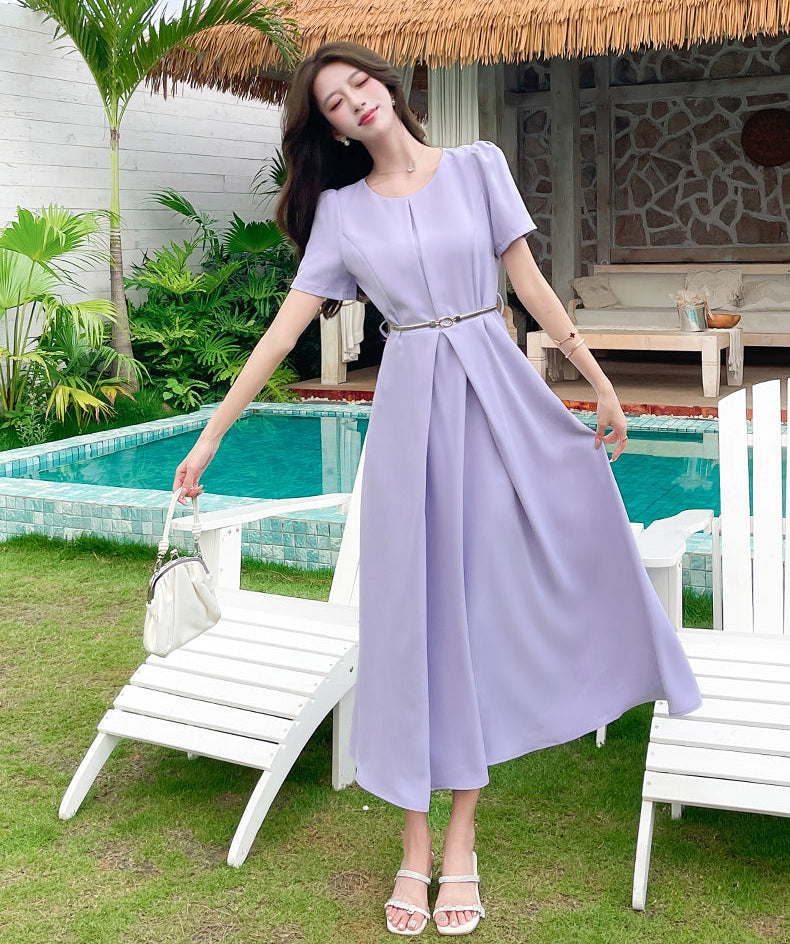Amethyst A-Line Pleated Midi Dress