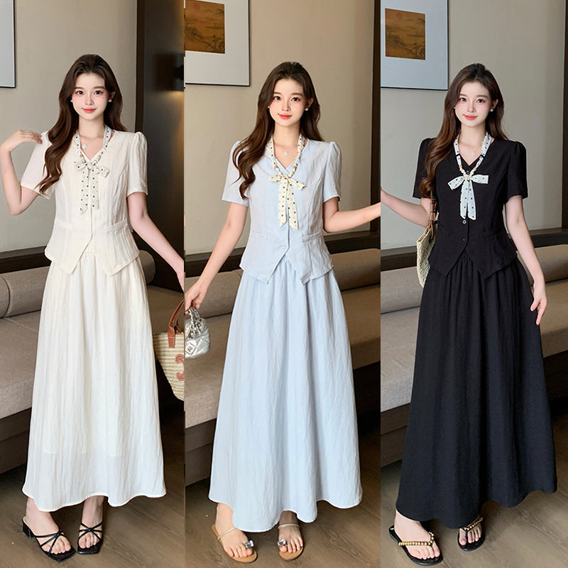 Plus Size Retro Reverie Waistcoat Maxi Dress Set