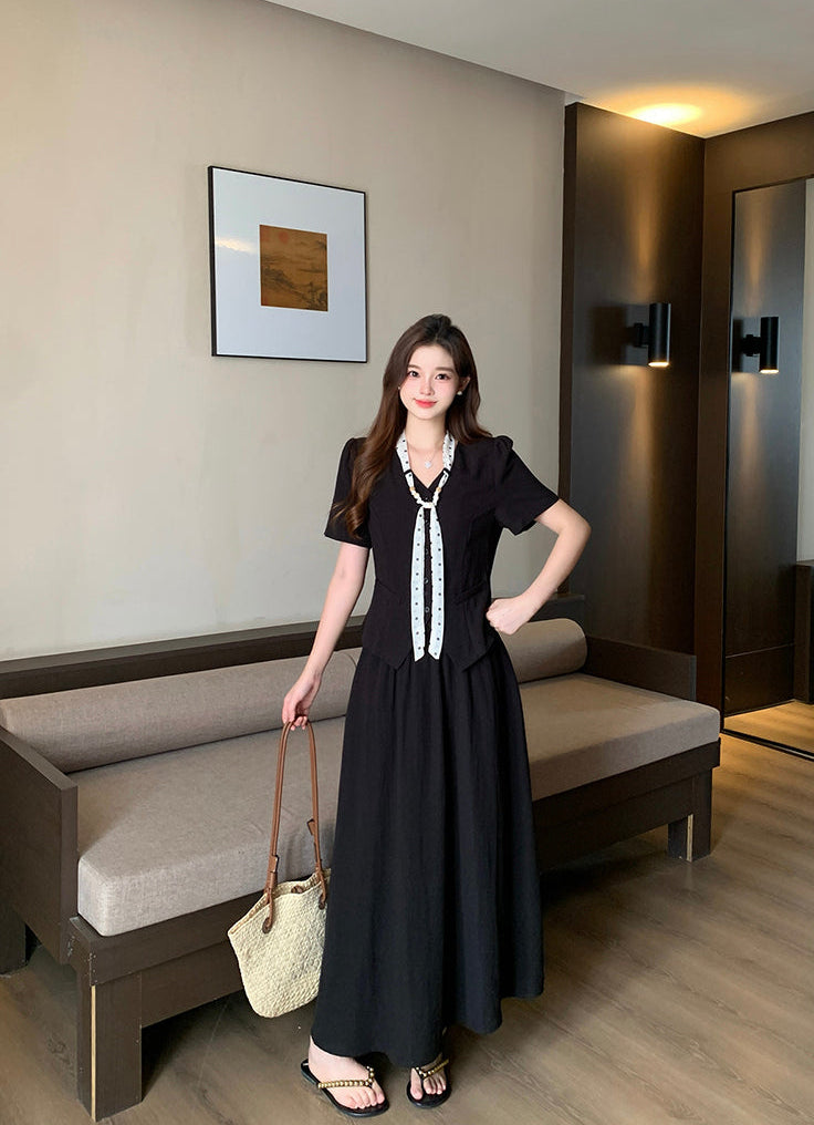 Plus Size Retro Reverie Waistcoat Maxi Dress Set
