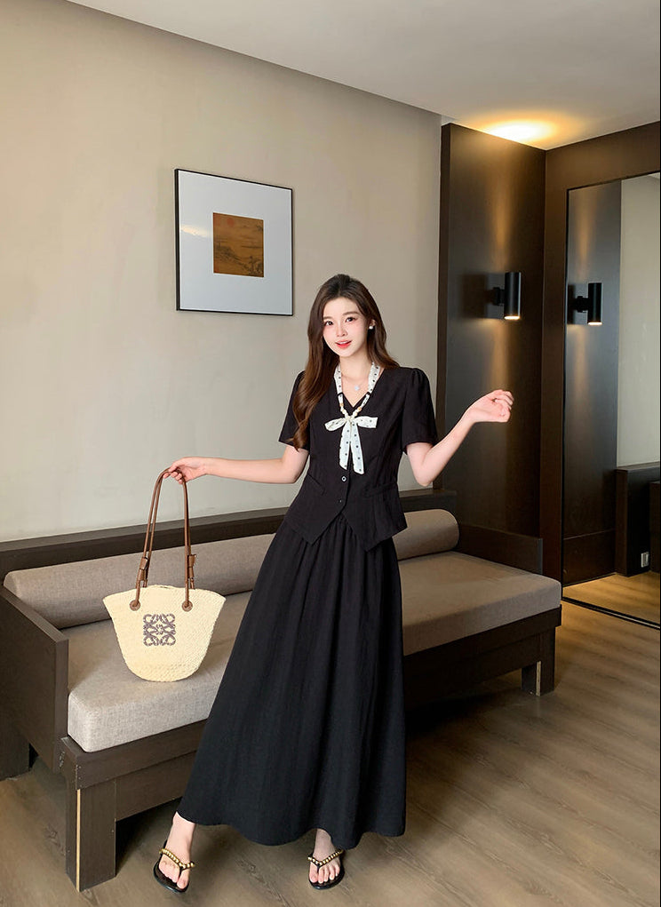 Plus Size Retro Reverie Waistcoat Maxi Dress Set