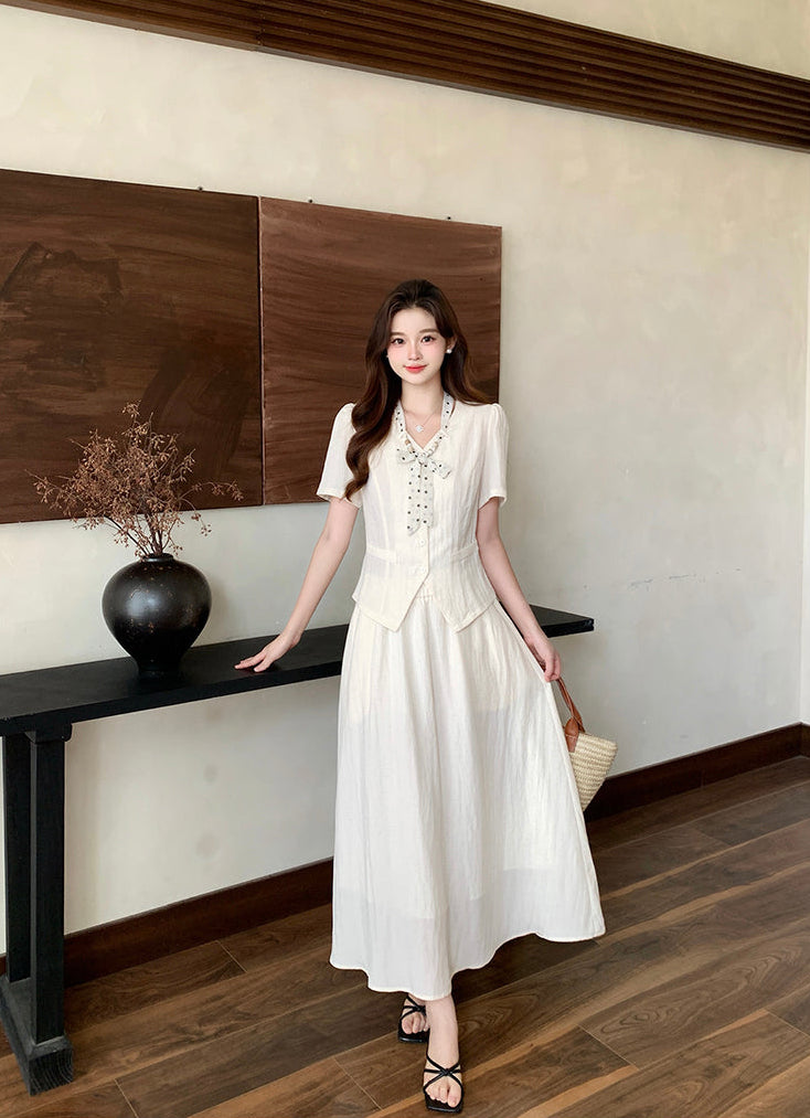 Plus Size Retro Reverie Waistcoat Maxi Dress Set