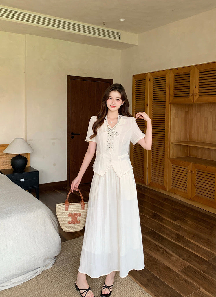 Plus Size Retro Reverie Waistcoat Maxi Dress Set