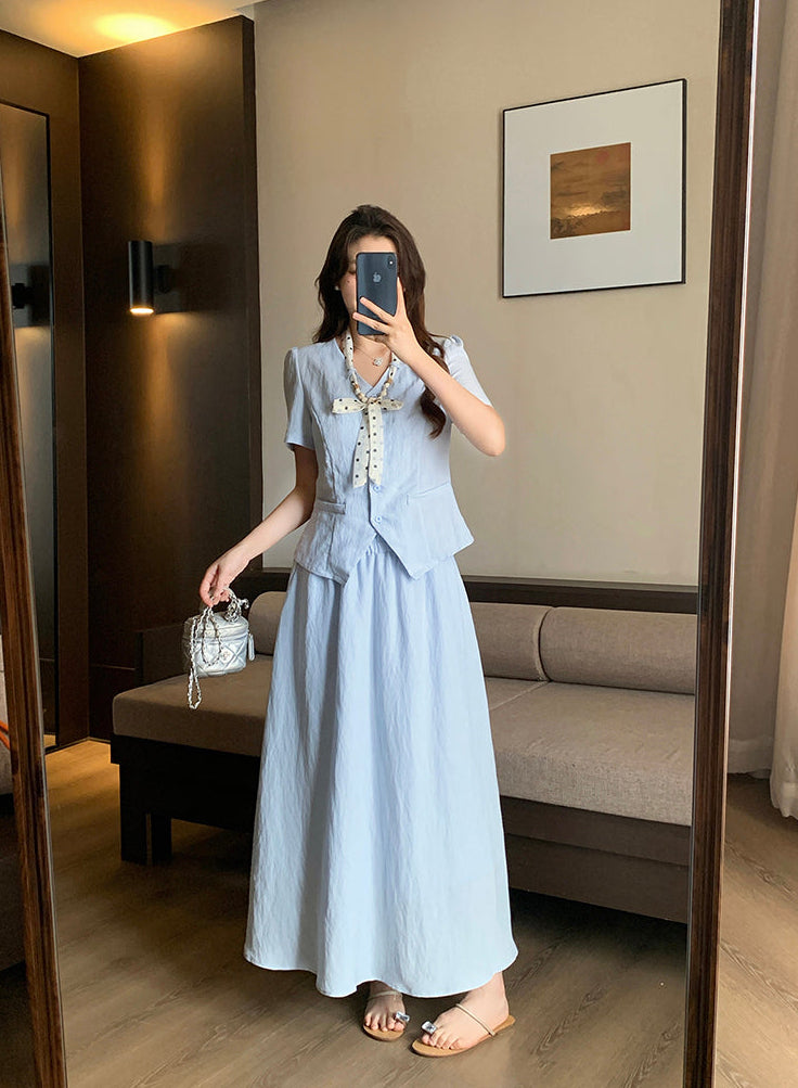Plus Size Retro Reverie Waistcoat Maxi Dress Set