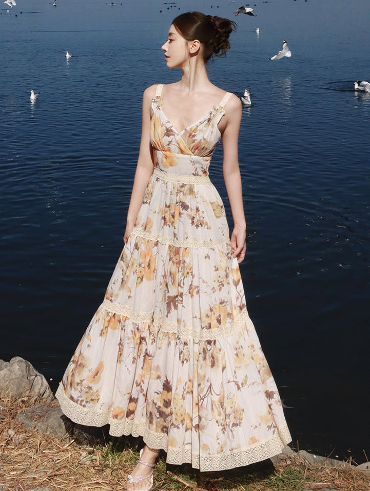 Riviera Sun-Drenched Floral Gown