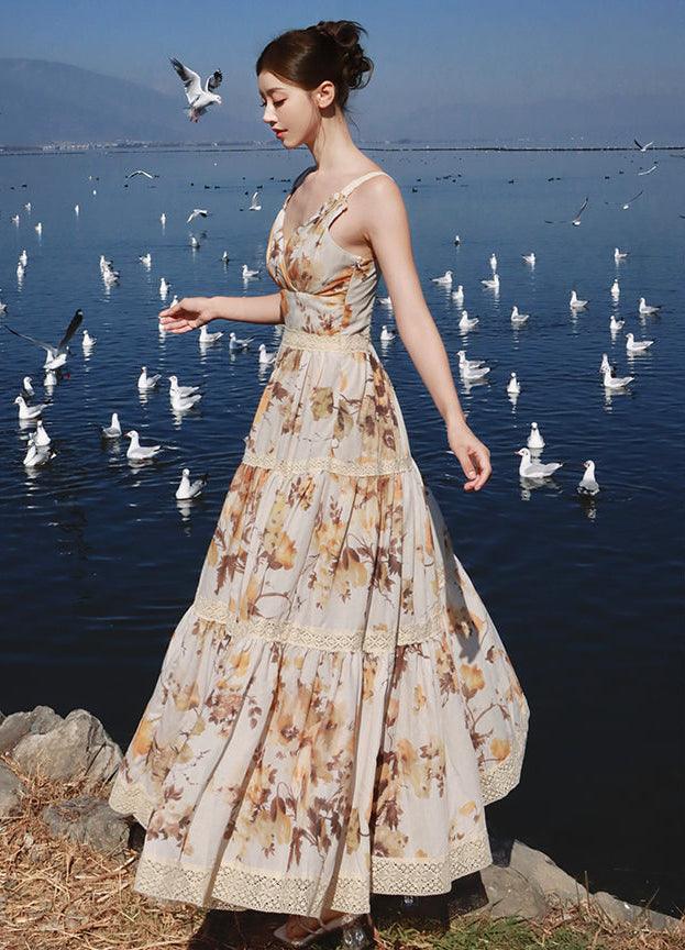 Riviera Sun-Drenched Floral Gown