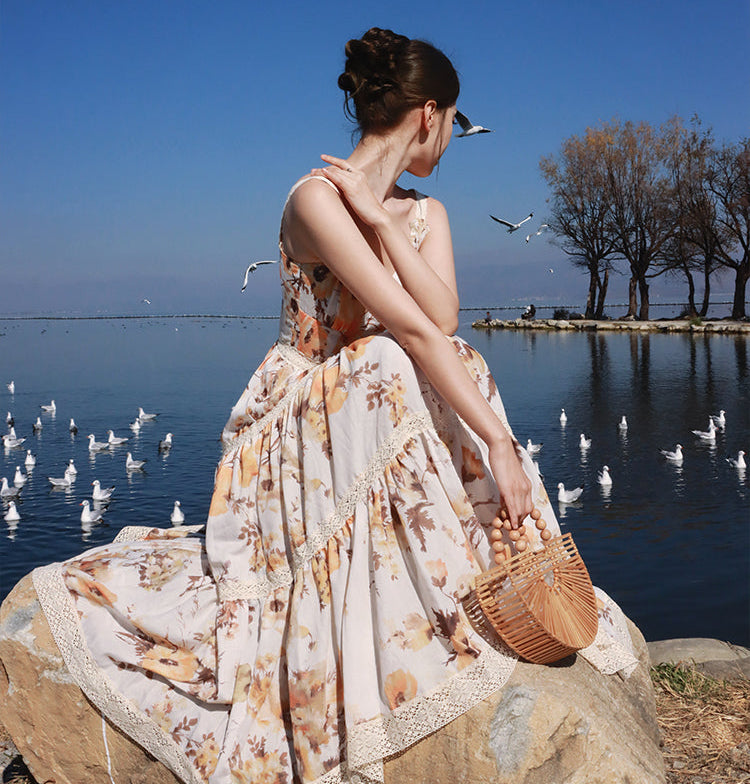 Riviera Sun-Drenched Floral Gown