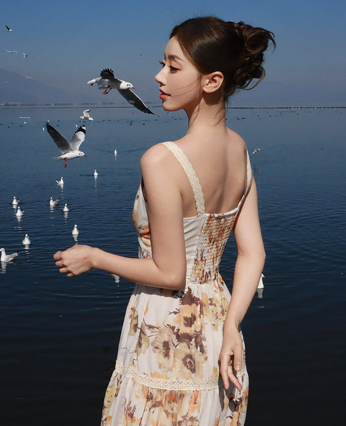 Riviera Sun-Drenched Floral Gown