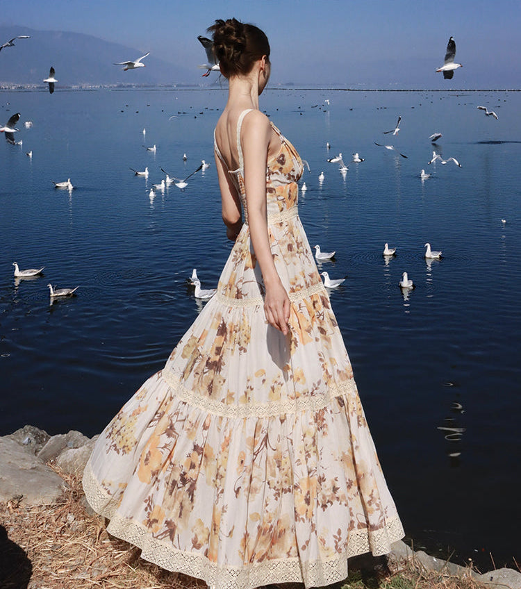 Riviera Sun-Drenched Floral Gown