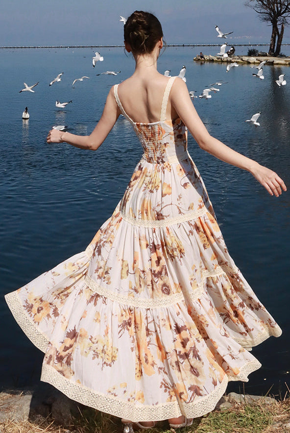 Riviera Sun-Drenched Floral Gown