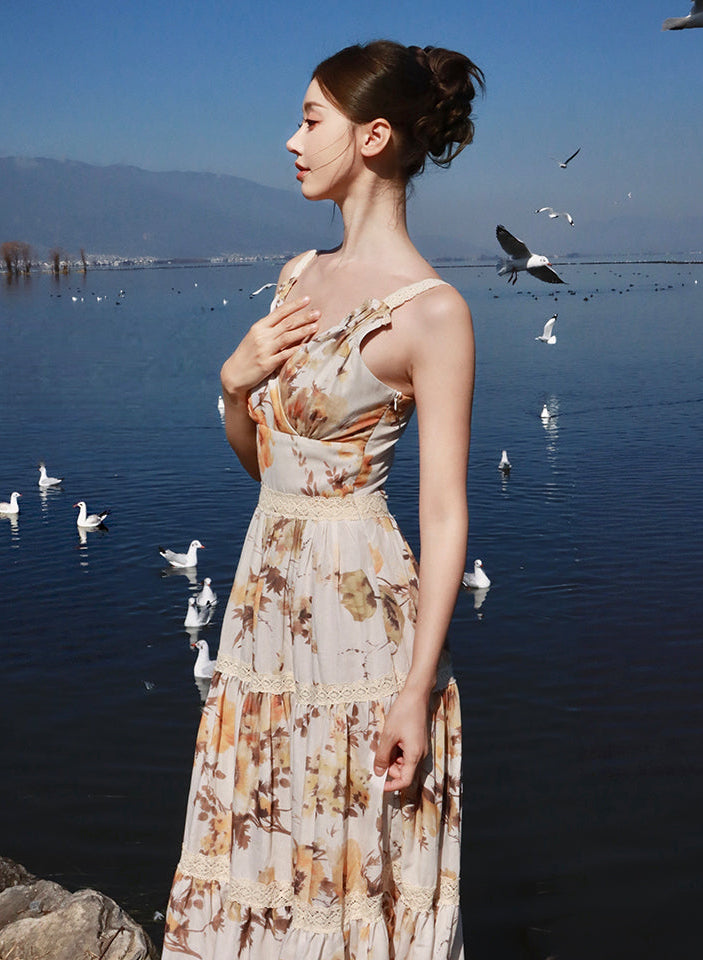 Riviera Sun-Drenched Floral Gown