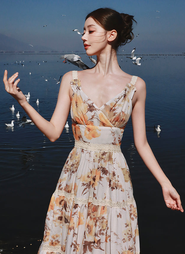 Riviera Sun-Drenched Floral Gown
