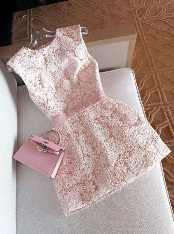 Rose Embroidery A-Line Dress with Bow Belt