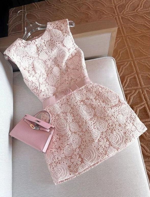Rose Embroidery A-Line Dress with Bow Belt