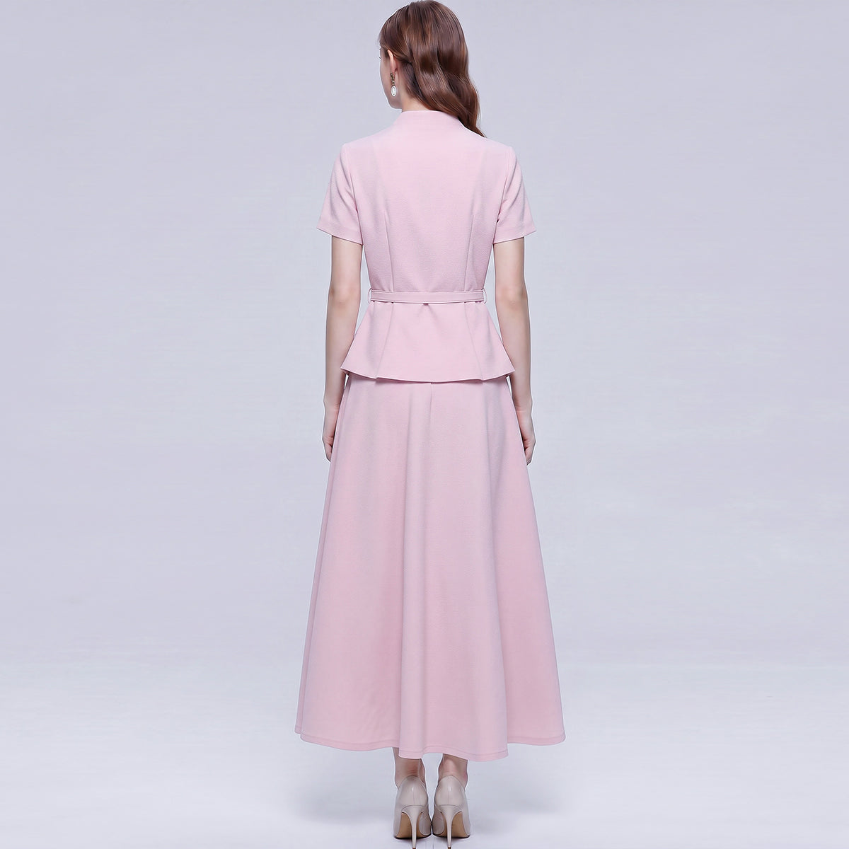 Rose Quartz Belted Blazer Style Midi Dress