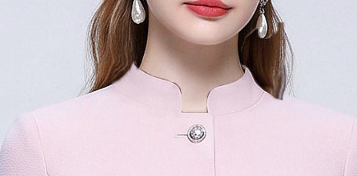 Rose Quartz Belted Blazer Style Midi Dress