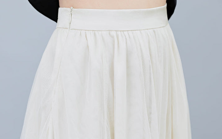 Plus Size Round Neck Peplum Top With Tulle Skirt