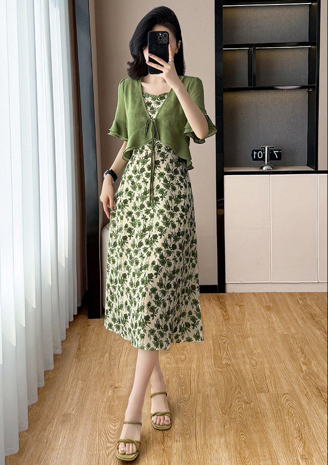 Plus Size French Vintage Floral Dress With Matching Bolero Cardigan