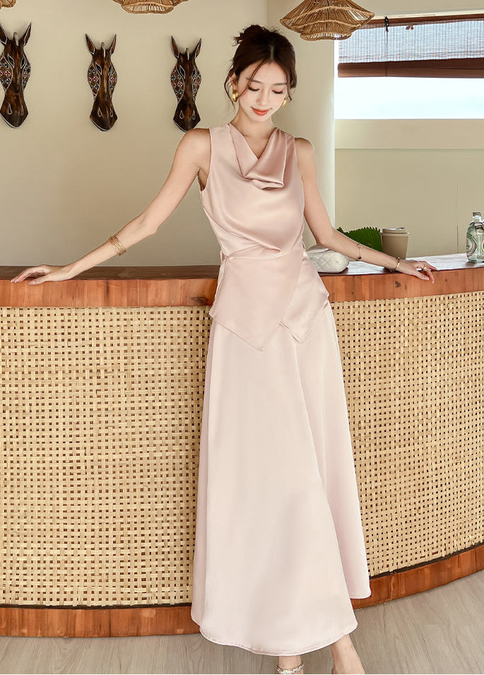 Satin Cowl Top & Maxi Skirt Set