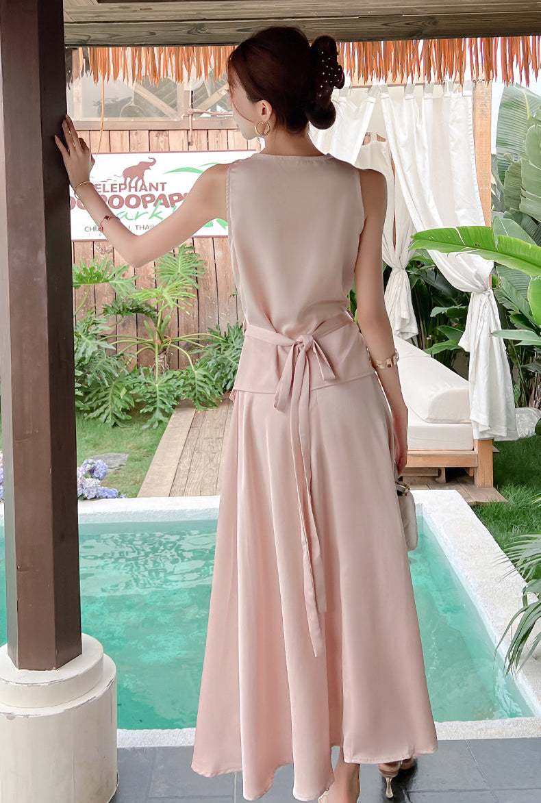 Satin Cowl Top & Maxi Skirt Set