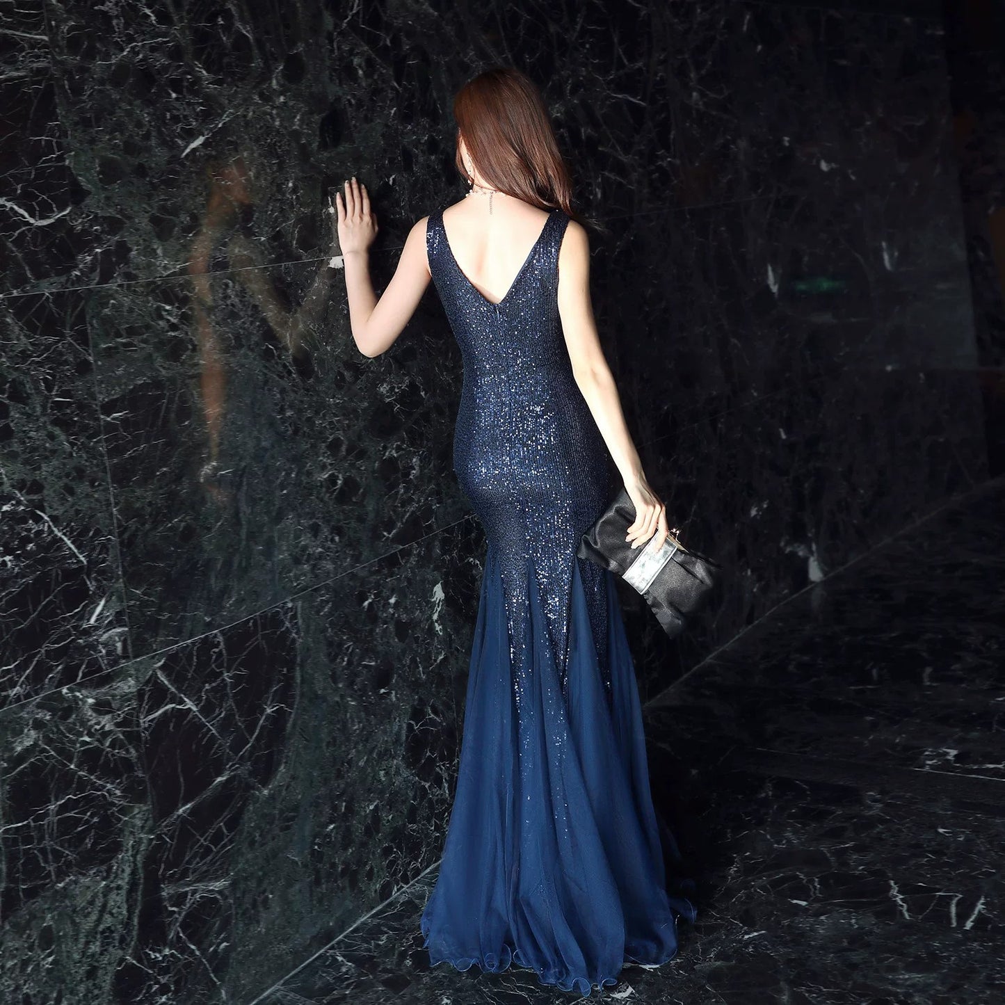 Luxury Sleeveless Sequin Trumpet Dress